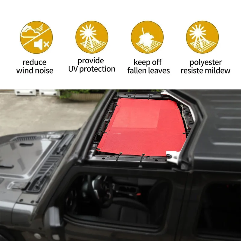 Sansour Car Top Sunshade Cover for Jeep Wrangler JL 2018 Roof Anti UV Sun Protection Mesh Net for Jeep JL Wrangler Accessories