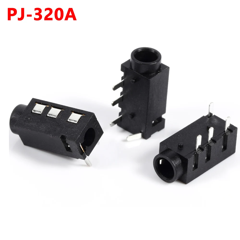 10 Pcs 3.5 MM Audio Jack Connector Through Holes PCB Horizontal 4 Contact 4 Conductor Right Angle No Internal Switch 4 Pole