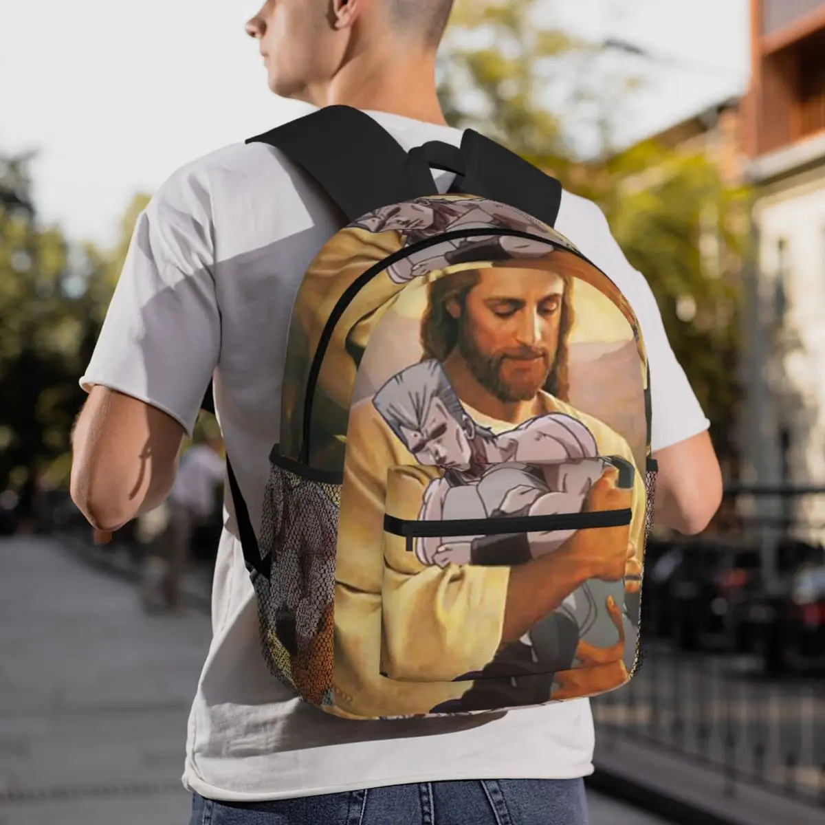 Jojos Bizarre Adventure Polnareff Jesus Backpack Student BookBag Kids School Bag Laptop Shoulder Bags for Men Women