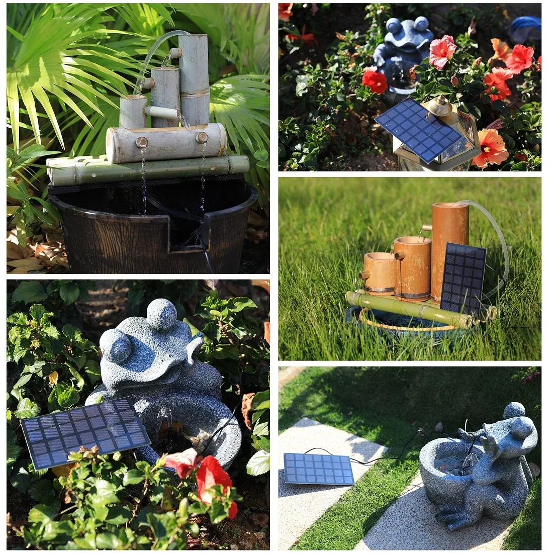 AISITIN Solar Fountain Pump,with 6Nozzles and 4ft Water Pipe,Solar Powered Pump for Bird Bath,Pond,Garden and Other Places