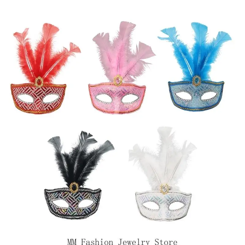 

D0UB Rhinestones Sequins Masquerades Mask Venetians Mask for Women Halloween Christmas Half Face Mask Eye mask Cosplay Props