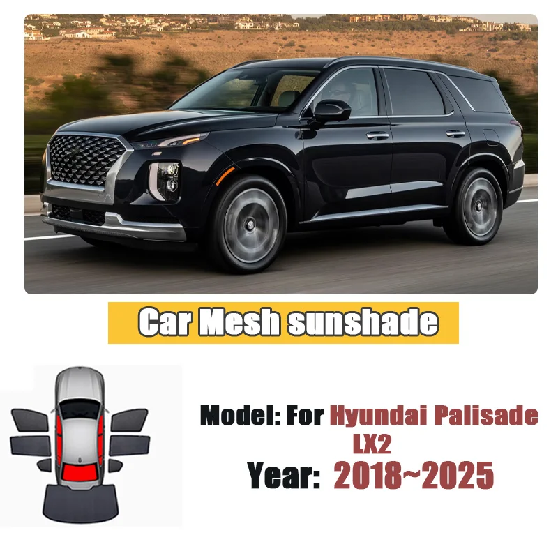 

Солнцезащитная шторка для автомобиля Hyundai Palisade LX2 2018-2025, сетчатая, с защитой от УФ-лучей, для конфиденциальности, на лобовое стекло, автоаксессуар