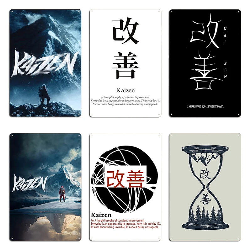Kaizen sinal de metal sala de estar mural criar impressão cinema kanban princípios estanho cartaz