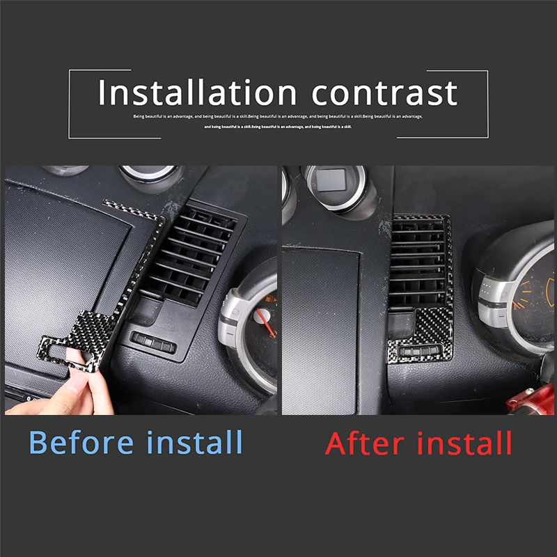 For Nissan 350Z 03-06 Car central control air outlet decorative frame sticker soft carbon fiber Air outlet protection accessory