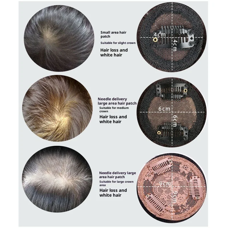 قطع شعر بشري حقيقي للنساء، قطع شعر علوية بديلة لتغطية الشعر الرمادي، حجم الشعر يزيد من قطعة واحدة، قطع مستديرة غير مرئية #5