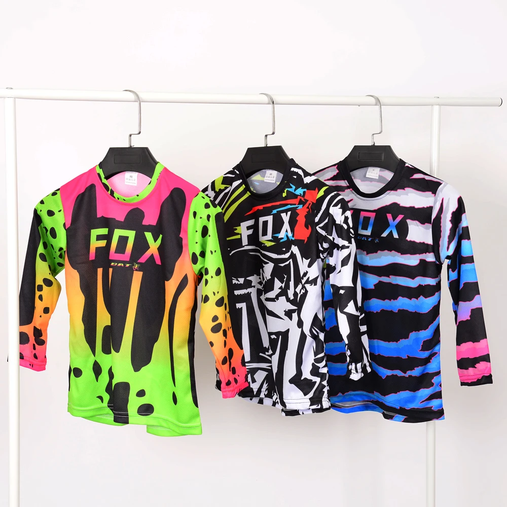 BAT FOX Kids MTB Shirts Downhill Jersey Motocross Mountain Enduro Jersey Offroad DH Bicycle T-shirt Motorcycle Children\'s Jersey