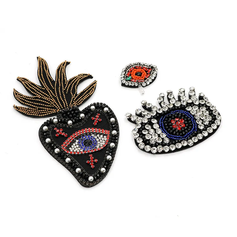 

DIY Alien Eye Style Peach Heart Pineapple Beaded Patches Sewing on Patch for Clothing DIY Decorate Applique Accessory