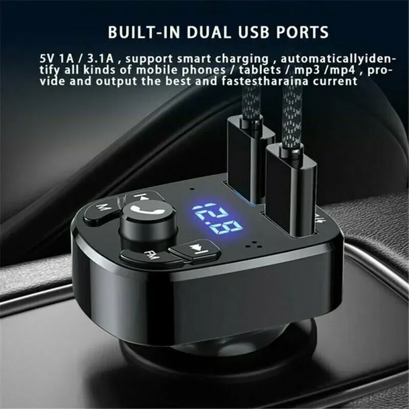 

Car 5.0 FM Transmitter Bluetooth Wireless Handsfree Audio Receiver Auto MP3 Player 2USB Fast Charger Adapter Car Accessories