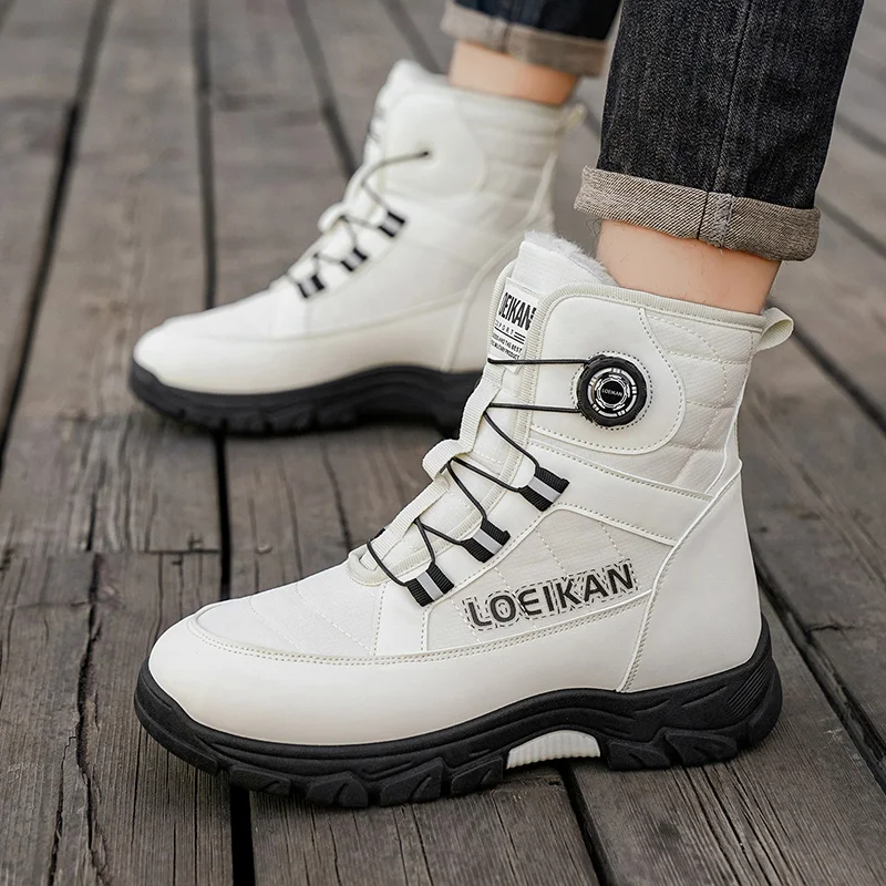 الشتاء أفخم الرجال دراجة نارية الأحذية الروتاري مشبك عالية أعلى السائقين أحذية للرجال حذاء من الجلد في الهواء الطلق الدافئة المخملية الثلوج الأحذية رجل