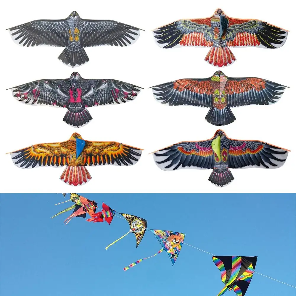 Fashion 1.1m Eagle Kite 30 Meter Kite Line Flat Bird Kites Multi Style Gift Flying Kites Garden