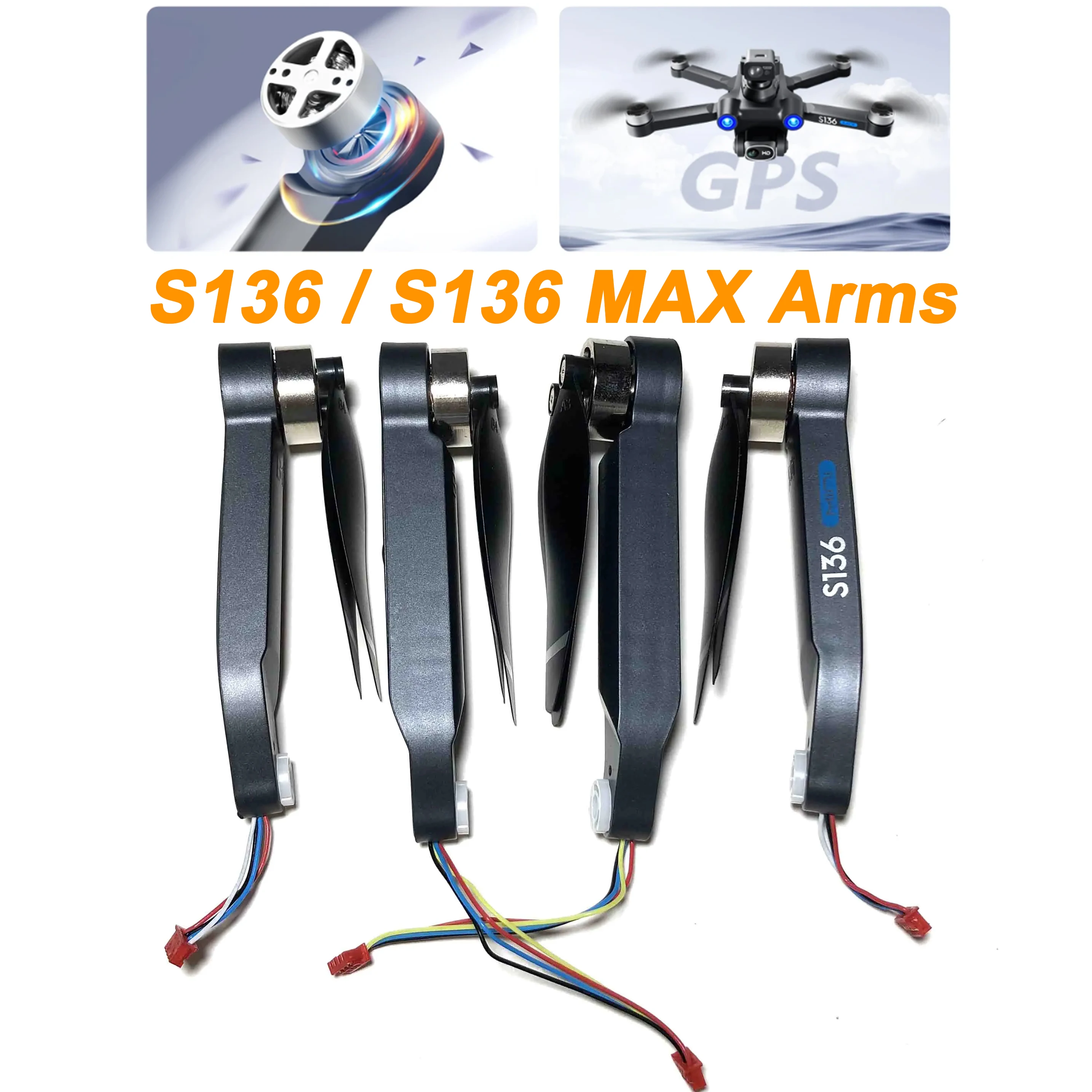 

Full Motor Arm Set Spare Part Original for S136 / S136 MAX RC Drone Quadcopter Front Rear Arm with Engine DIY Accessory