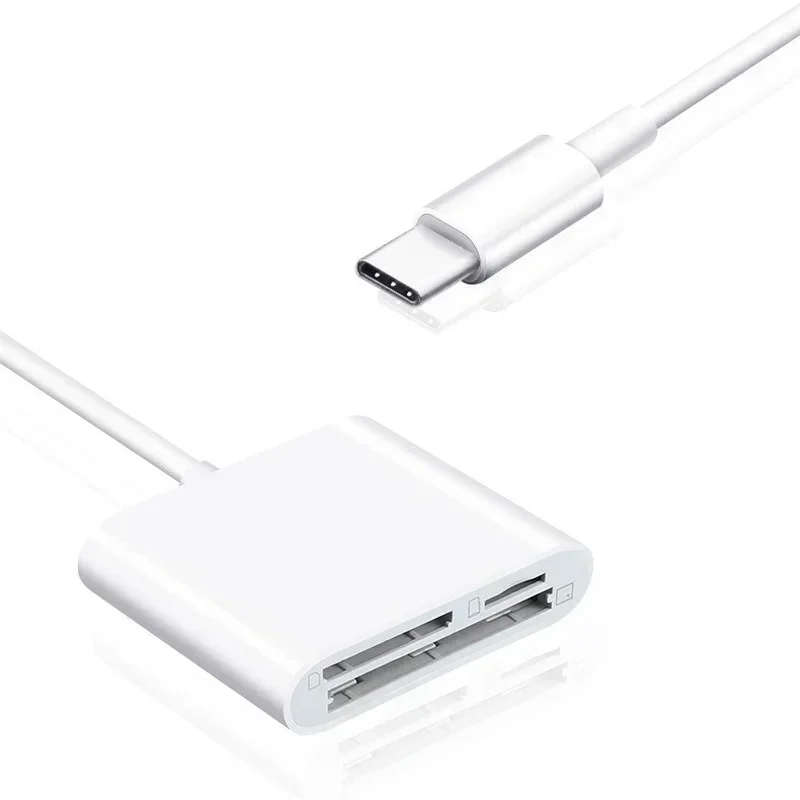 Adaptador tipo C 3 en 1, lector de tarjetas de memoria TF, CF, SD, USB C, para Macbook, Huawei, Samsung, Xiaomi, OTG Writer Compact, 1 unidad