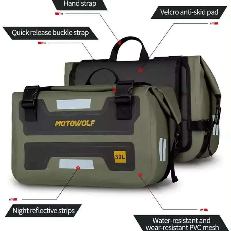 العالمي للدراجات النارية مقاوم للماء الذيل أكياس المقعد الخلفي أكياس الدراجات التخييم حقيبة سفر أكياس السرج تخزين الأمتعة الجانبية #3