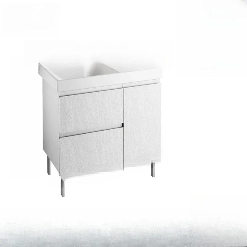 

White stone pattern bathroom mirror cabinet combination, floor-to-ceiling vanity, vanity