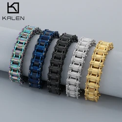 15MM Personalized Bicycle Chain Bracelet for Men High Quality Stainless Steel Rainbow Color Accessories Punk Chunky Jewelry Gift