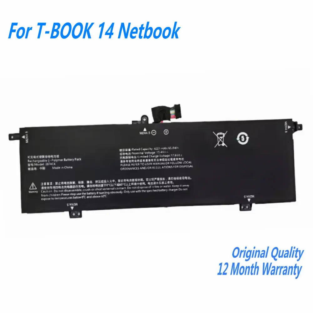 

NEW 2874C4 Laptop Battery For T-BOOK 14 Series Netbook 4221mAh 15.4V 65.0Wh