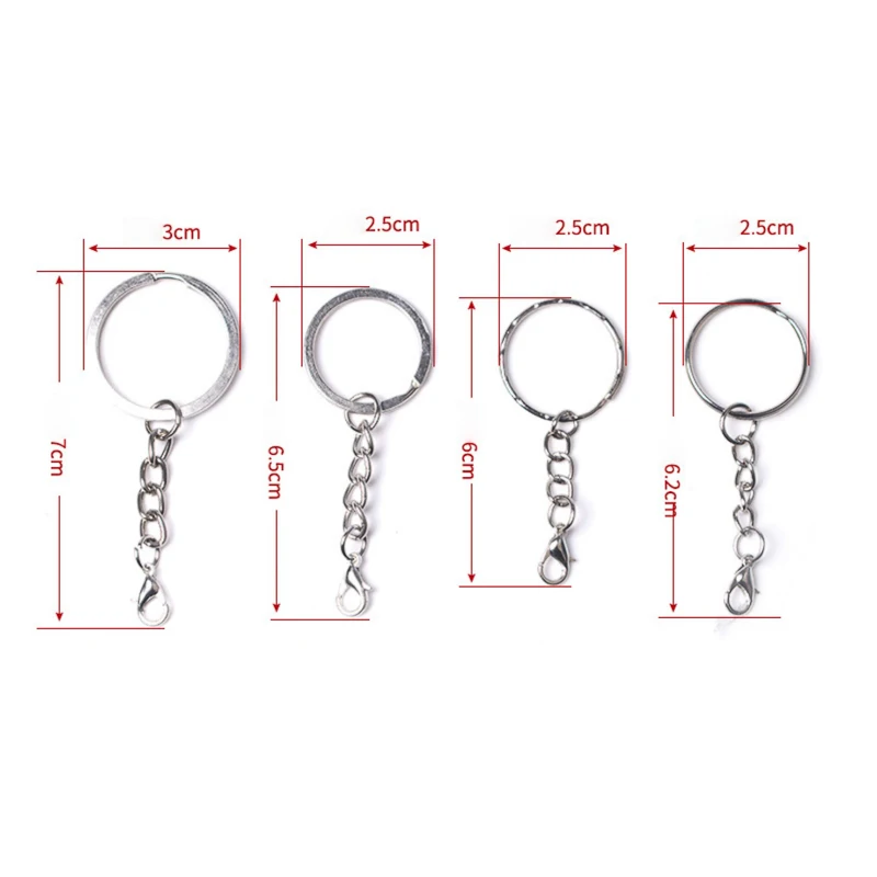 20pcs/lot  lobster clasp Hooks Pins Keychain Split Ring Key Chains Keyrings DIY Retro Fashion Keychains Accessories