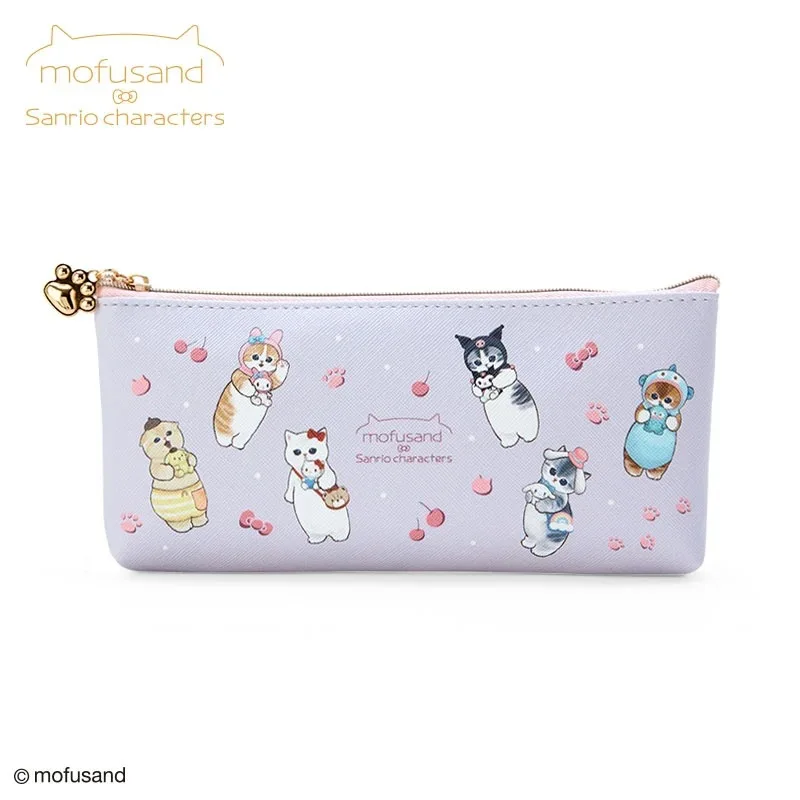 

Hot Selling Mofusand Anime Shark Kitty Leather Printed Pencil Case Stationery Storage Portable Cute Makeup Bag Cartoon Girl Gift