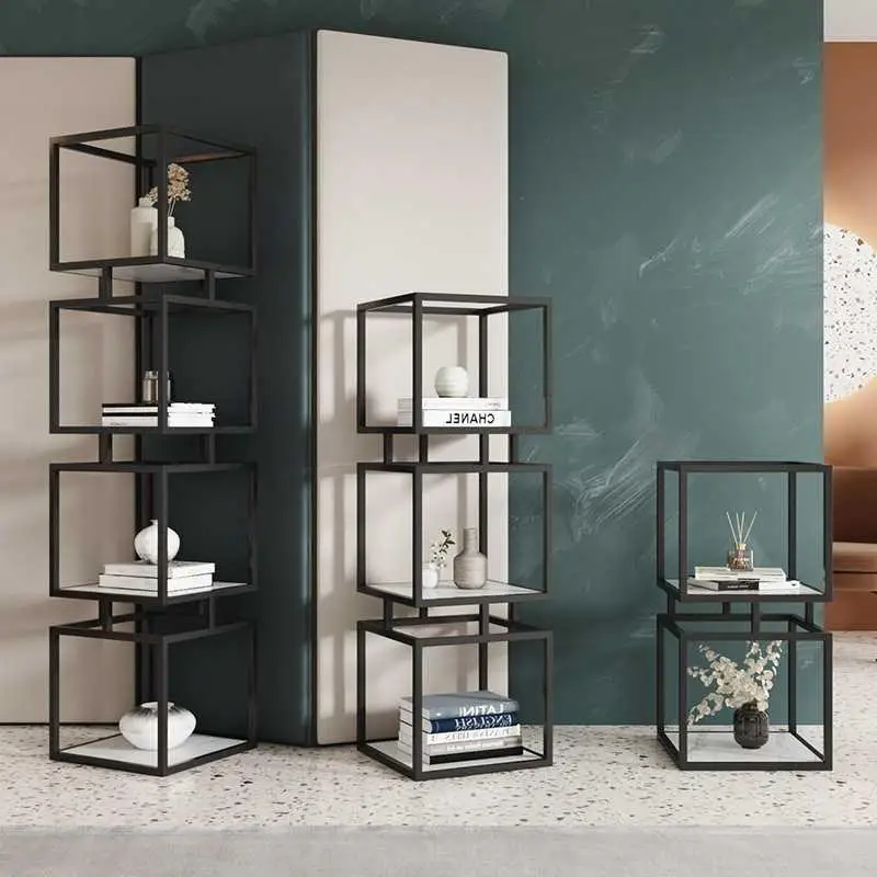 Nordic Light Luxury Iron Book Shelf Living Room Decoration Display Shelf Display Multi-layer Cargo Storage Rack Room Organizer