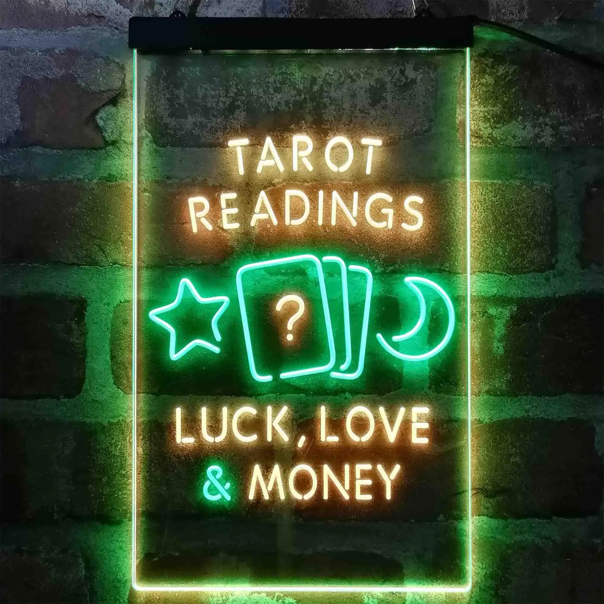 TAROT READINGS. LUCK LOVE & MONEY Dual Color Led Neon Sign st6-i4032