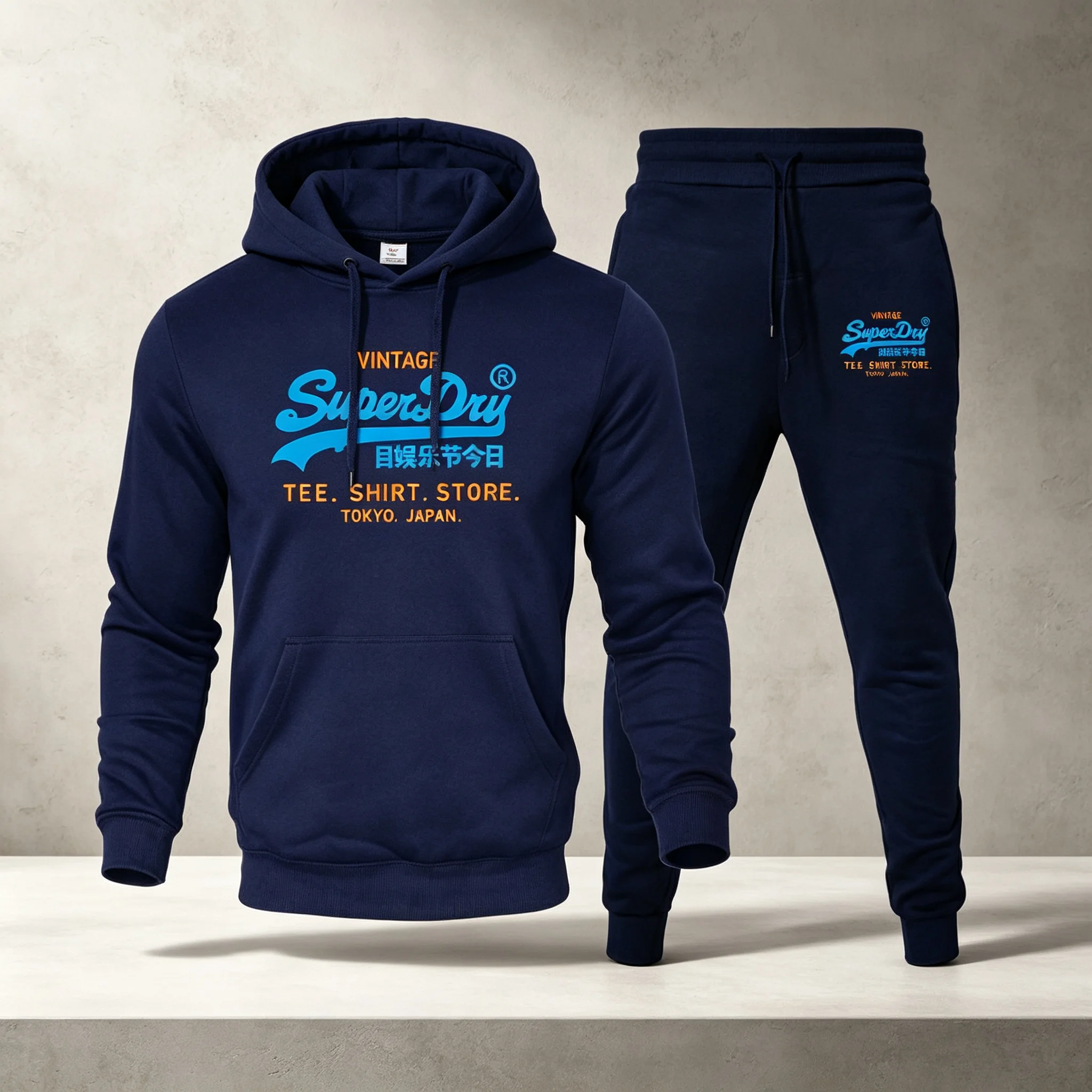 2026 NEW Casual New Men's Two-Piece Set Hoodie Funny Letter Print Fashion Sweatshirt Sweatpants Leisure Brand Streetwear onsale