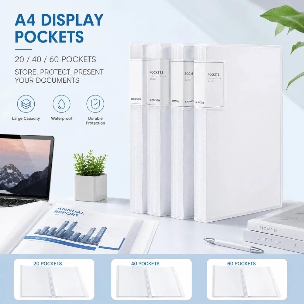 20/40/60 Pages A4 File Folder Multi-layer Large-capacity Document Storage Book Classified File Paper Storage Bag Office Folder