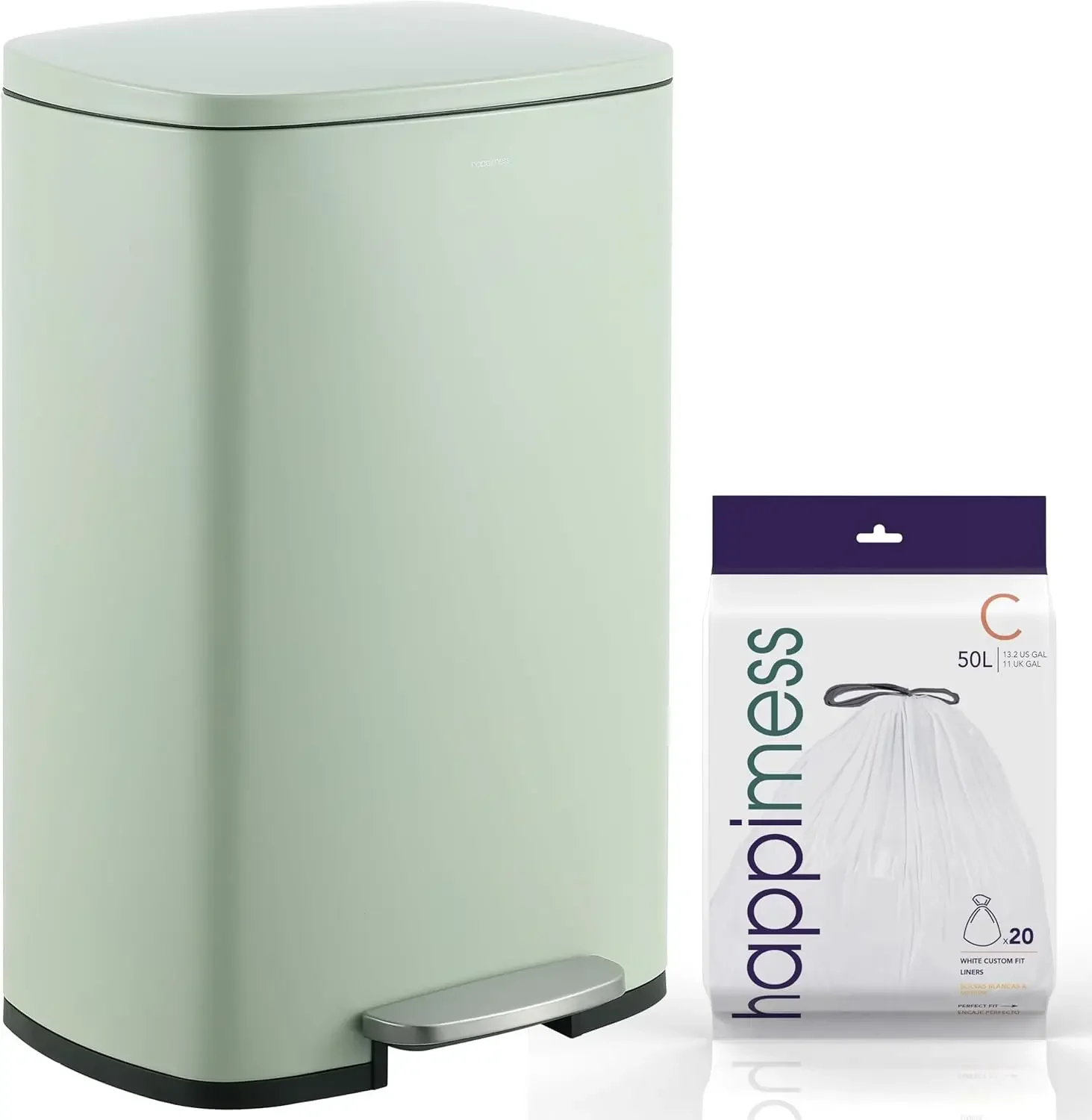 

HPM1006E Connor Rectangular 13-Gallon Trash Can with Soft-Close Lid and Free Mini Trash Can, Fingerprint Resistant, Modern, Mini