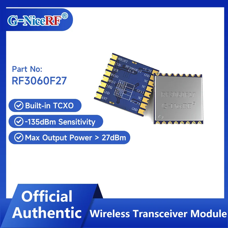 NiceRF| 2PCS RF3060F27: 433/470/868/915 MHz 500mW Wireless Transceiver Module Long-Distance Communication