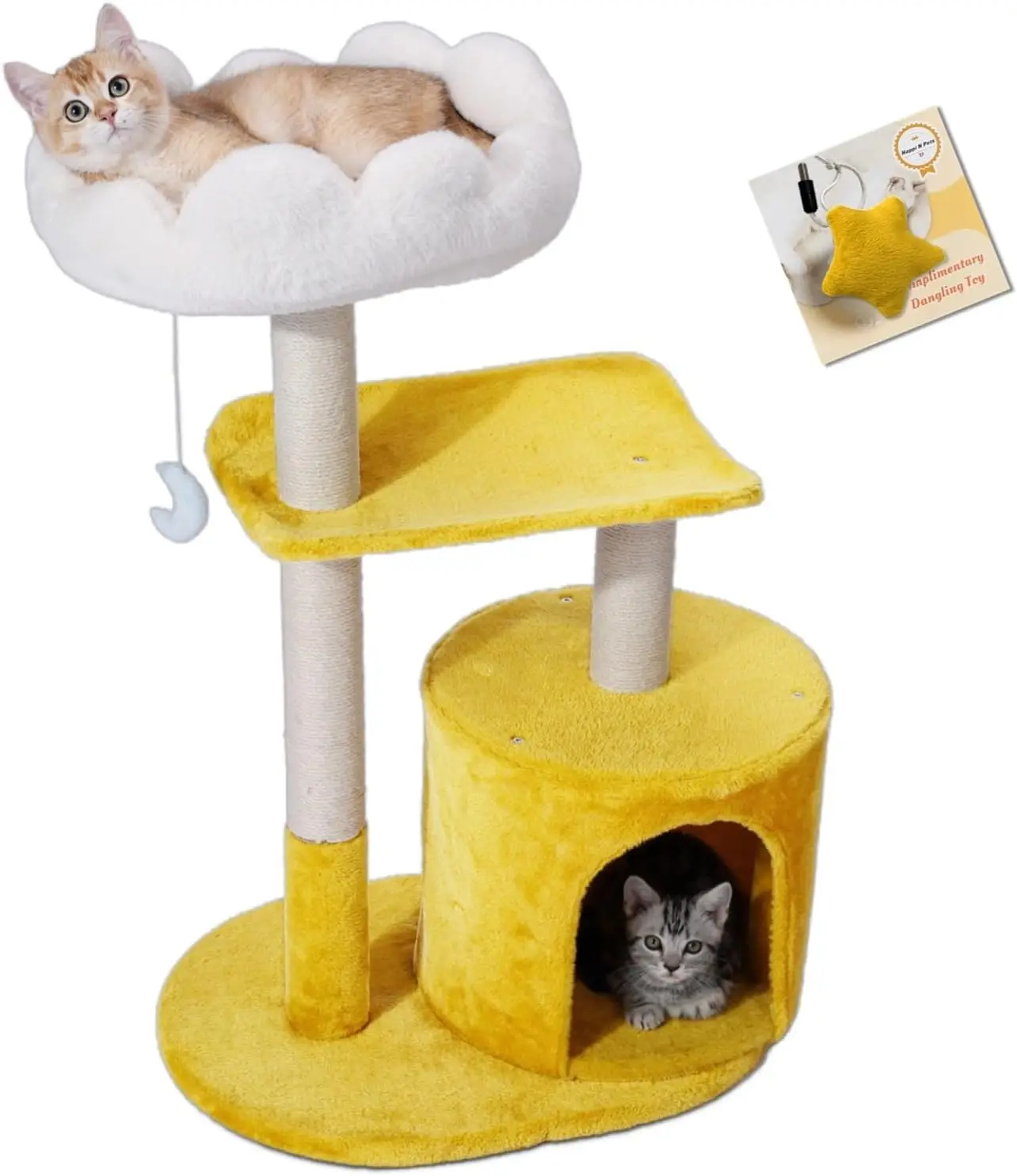 

33" Multi-Level Cat Tree Tower with Cozy Bed, Large Condo, Scratching Posts & Toys for All Sized Cats