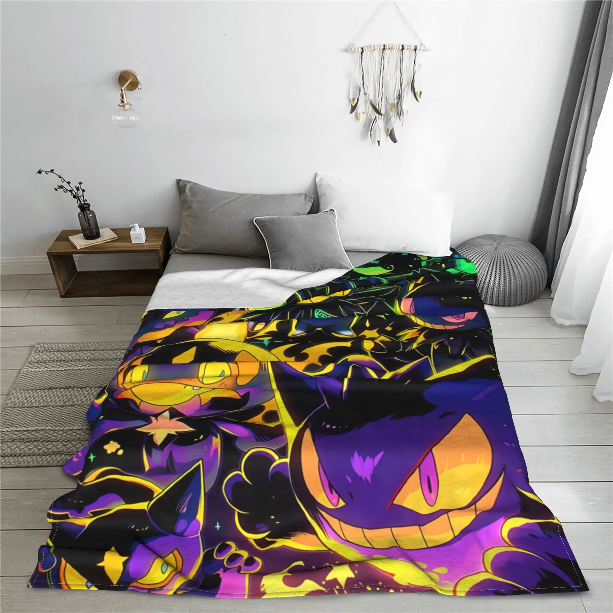 1PC home Cutecore Pokemons Theme Anime Gengar  Blanket Super Cosy Plush Home Living Room Sofa halloween