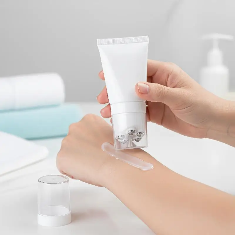 【M】50/80g Five Stainless Steel Ball Massage Bottle Neck Cream Body Lotion Packaging Massage Cream Repeatable Plastic Container