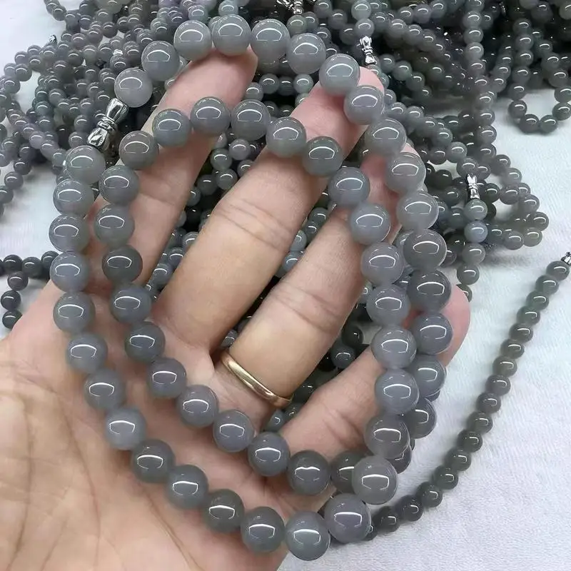 Hetian Jade In Smoky Purple 8Mm Necklace Material Is Delicate, Fashionable, And Versatile