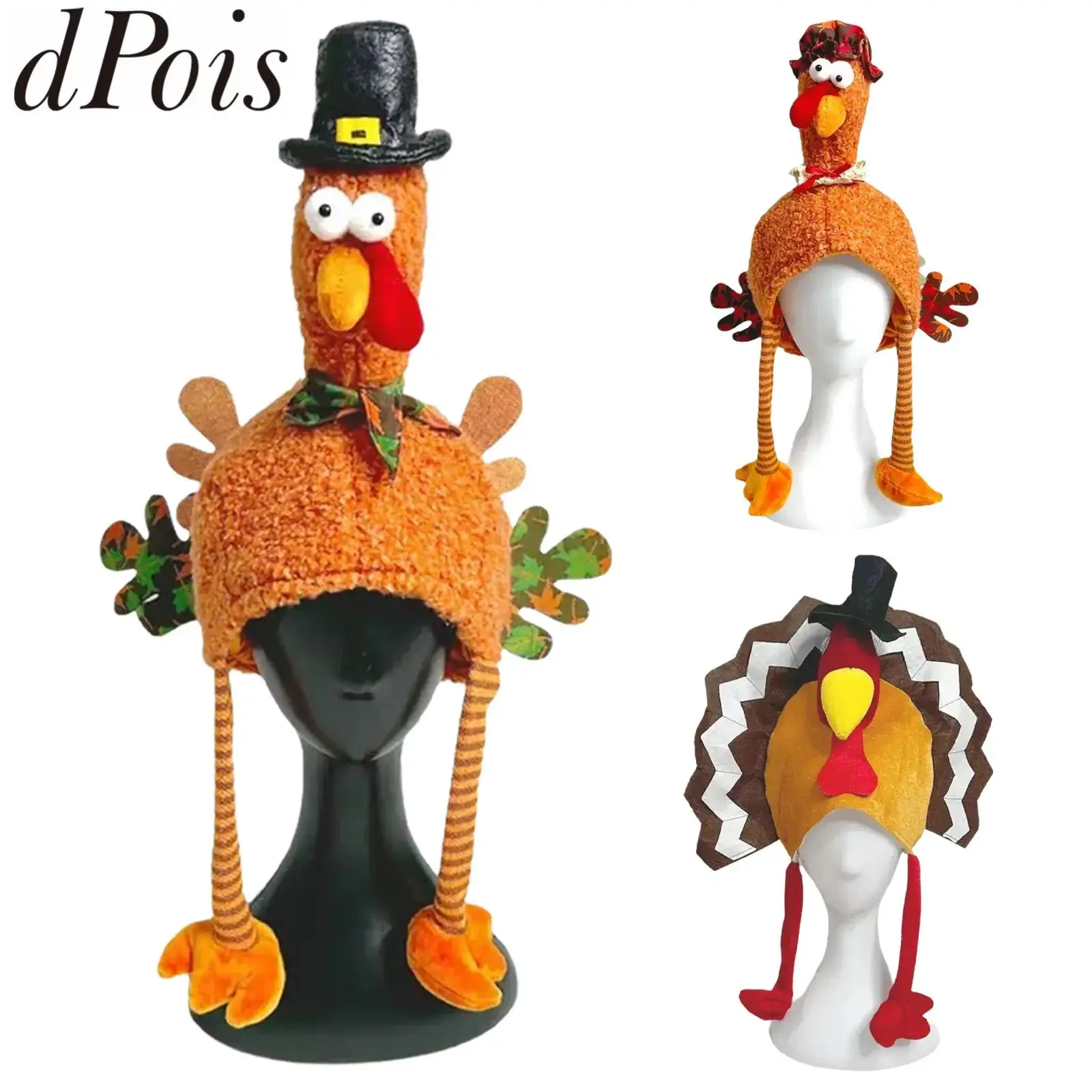 Novità Cappelli di tacchino del Ringraziamento Berretto di tacchino per uomo Donna Ringraziamento Notte Evento Dress-Up Accessori creativi per costumi cosplay