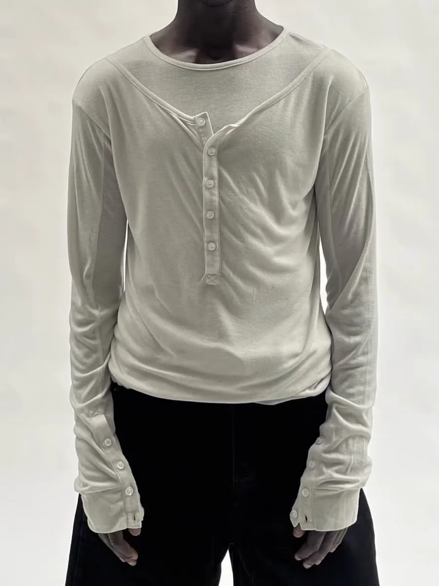 No Faith Studios Retro Style Long Sleeve round Neck Double Layer