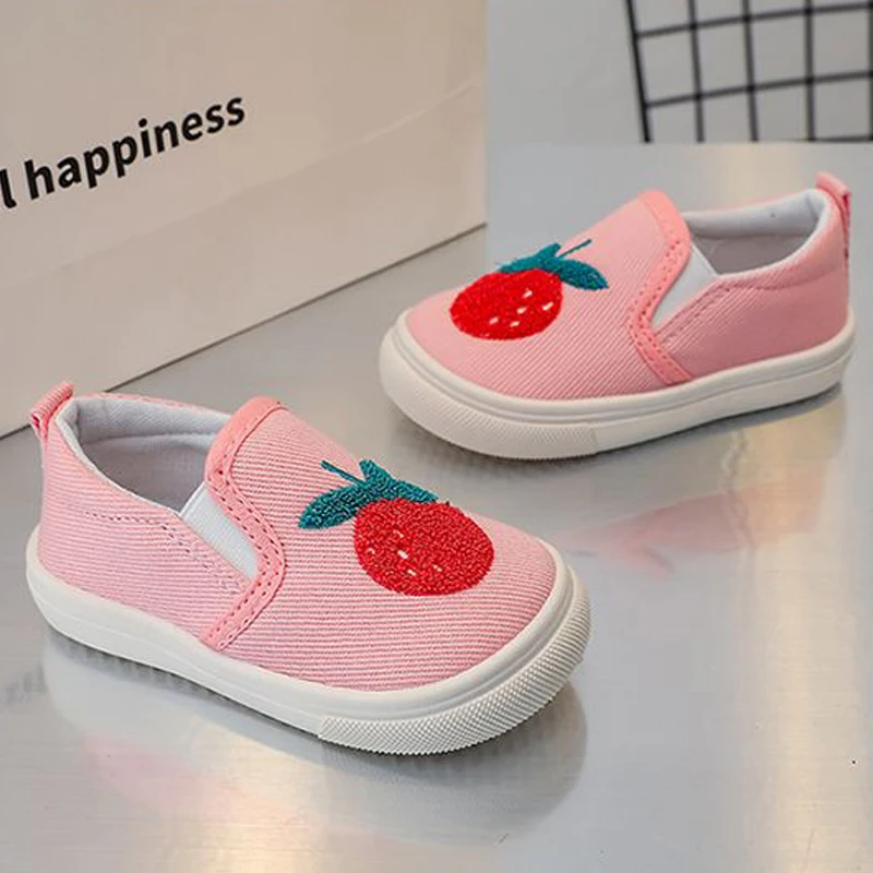 2023 New Children Casual Shoes Girls Fashion Canvas Shoes Boys Slip-on Shoes Baby Cute Cartoon Print Sneakers