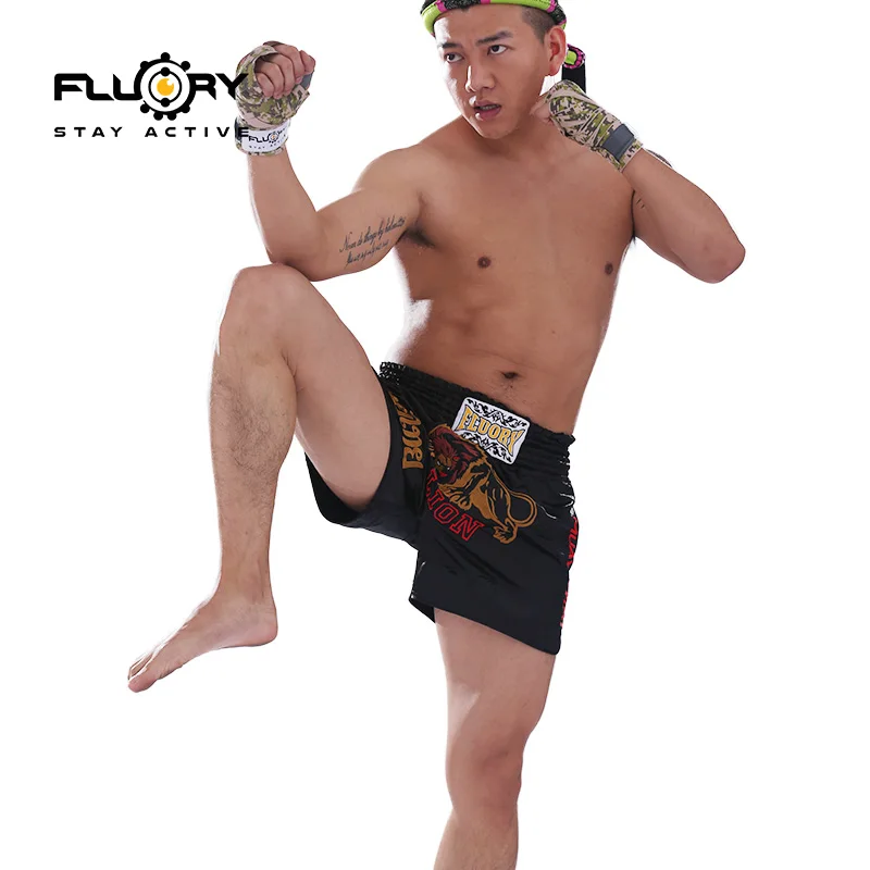 Fluory Thai Boxing Shorts Fairtex shorts Lion Embroidery Muay Thai Pantalones MMA Shorts for Men Women