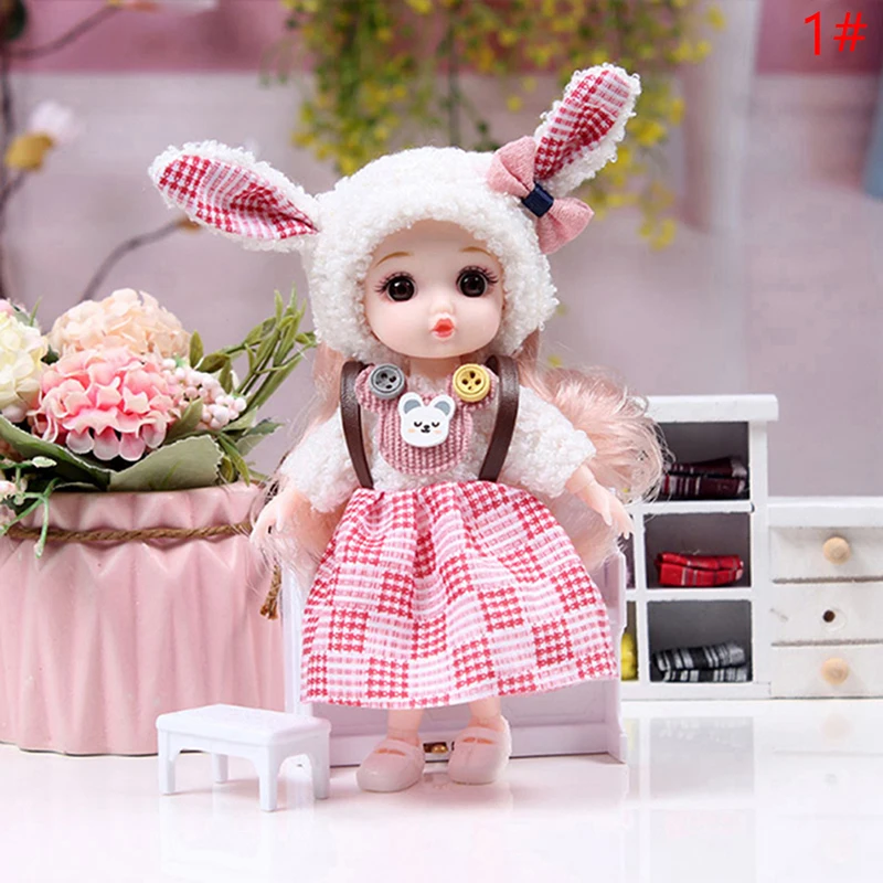 1Pc 13 Joint Movable Dolls Smile Face Skirt Jumpsuit Dress Up Doll Clothes Set 1/12 Fashion Doll 16cm Girls Gifts