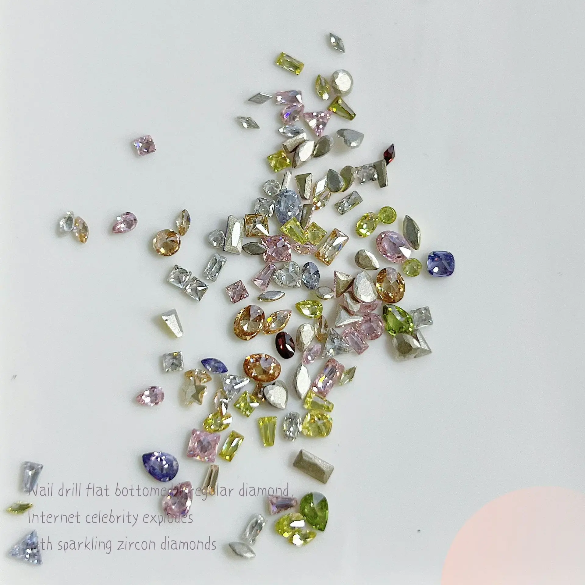 K9 เจาะเล็บ MINI 5A เพทายเพชรผสมสีด้านล่างแบนประกาย Inverted EDGE เพทายอุปกรณ์ตกแต่งเล็บ