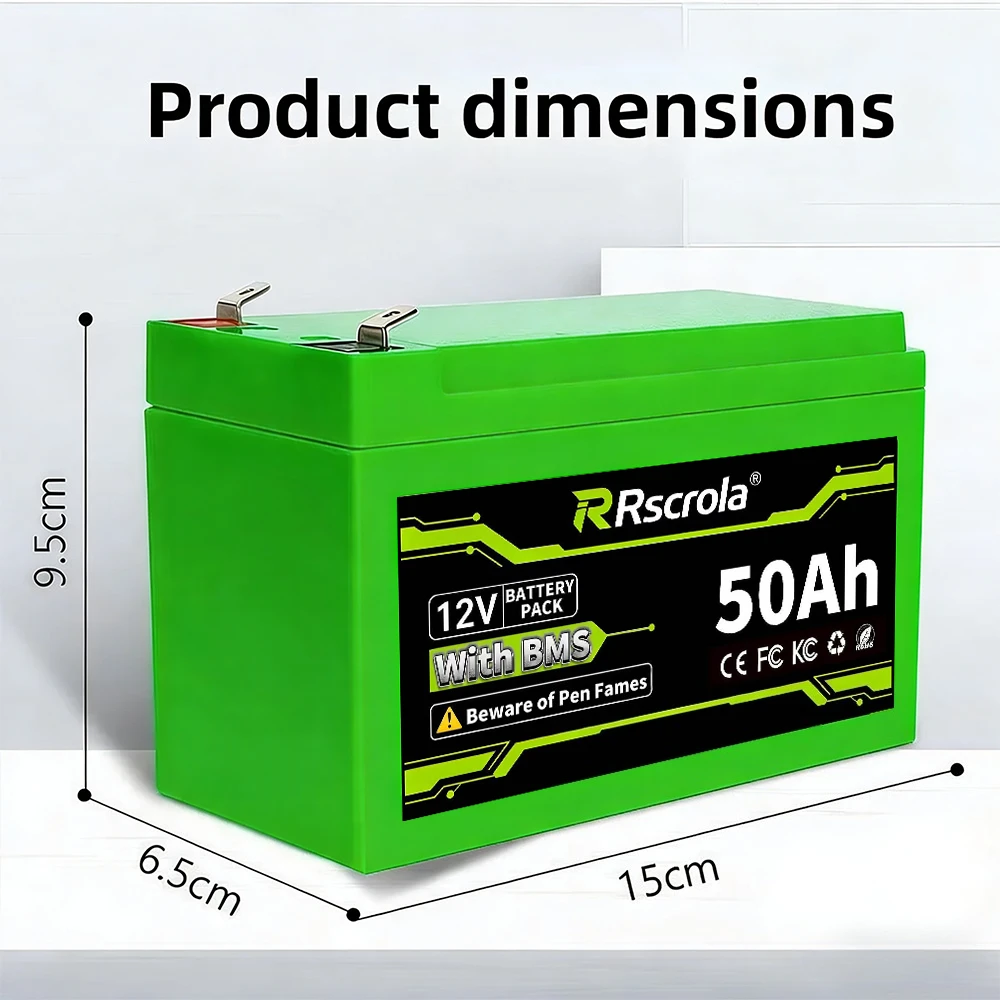 12V 20/30/40/50Ah 18650 Rechargeable Li-ion Battery with Charger,Long Lasting Power For Sprayer, Kids Car, Scale, Access Control