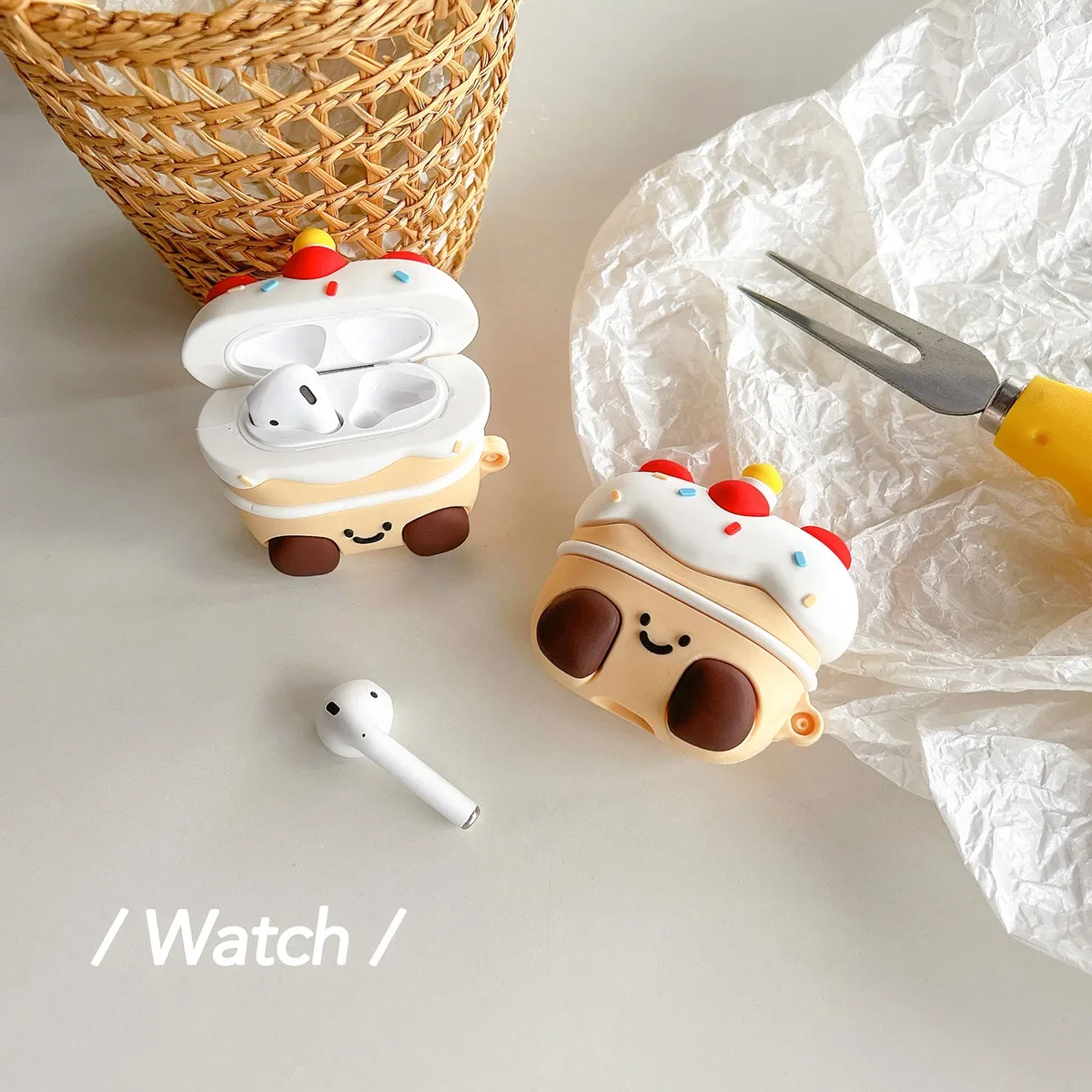 

Cartoon Cake Cute Case for AirPods 4 Airpod 1 2 3 Pro Pro2 Bluetooth Earbuds Charging Box Protective Earphone Case Cover