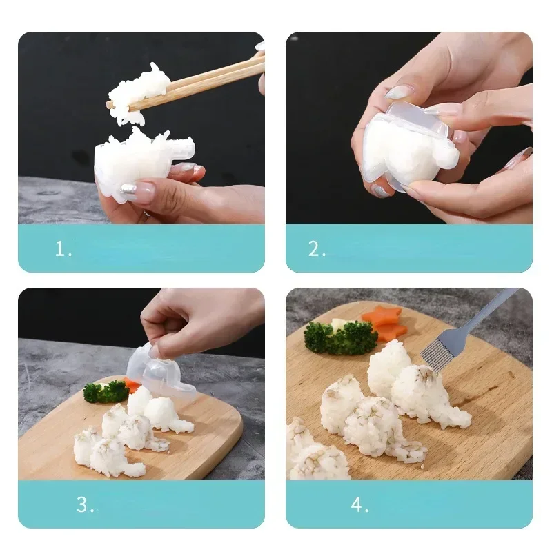 Stampo per palline di riso per gatti importato dal Giappone, utensili per mangiare il bambino, stampi per sushi in plastica per uso domestico, macchina per lo stampaggio di riso per alimenti complementare