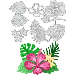 Hibiscus Cutting Dies, Flower Leaf Stencils Jungle Leaf Decorative Embossing Stencils for Scrapbooking, Photo Album, Greeting