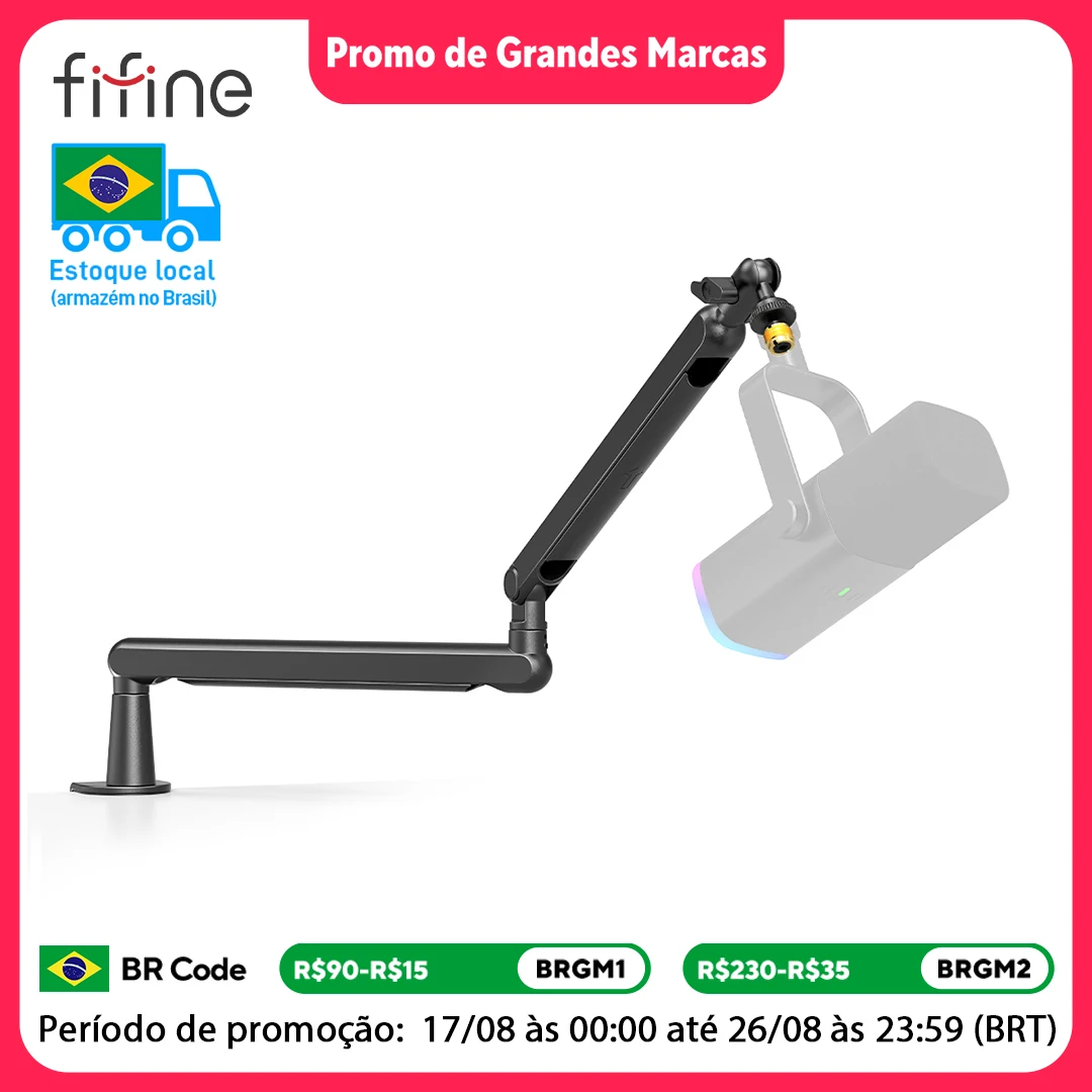 FIFINE Adjustable Low-profile Arm Microphone Stand with Cabl