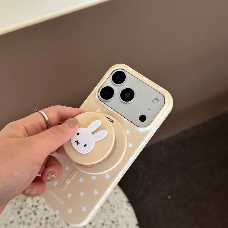 

Cute yellow star Miffy Magsafe Wireless Charge Phone Case For iPhone 16 15 14 13 17Pro Max Lovely long ears Miffy Magnetic Cover