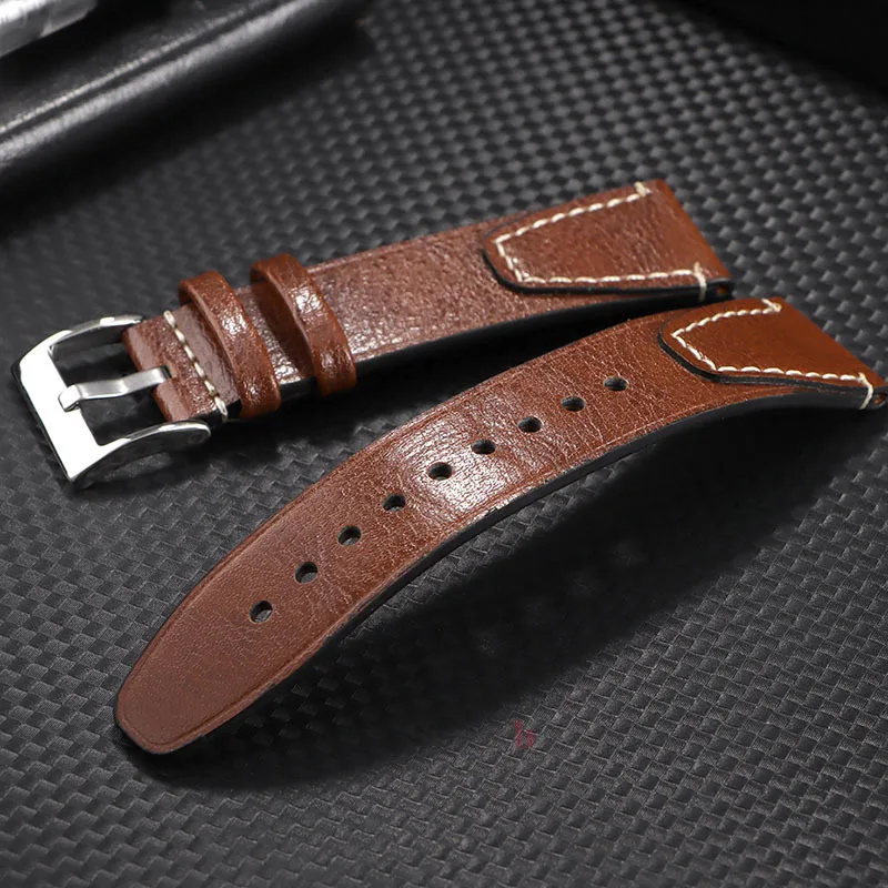 Correa de reloj Retro de cuero genuino para Seiko 5 para skx007, correas de reloj de 20mm y 22mm, pulsera para hombre y mujer para pulsera Rolex