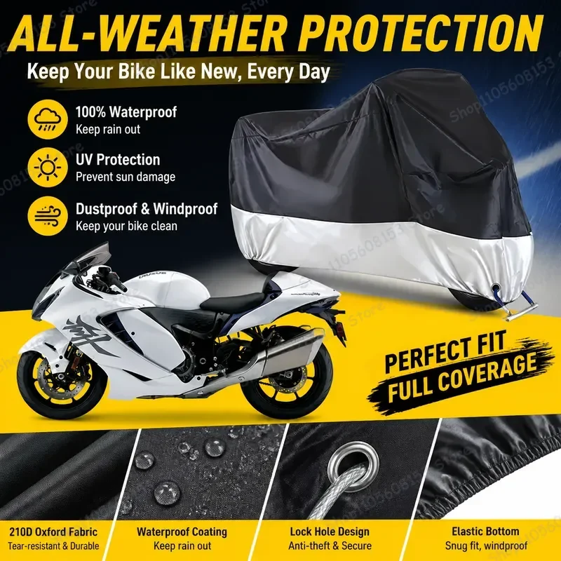 

For Suzuki GSX1300R Motorcycle Cover Waterproof Dustproof UV Resistant All Weather Outdoor Indoor Scooter Bike Cover Heavy