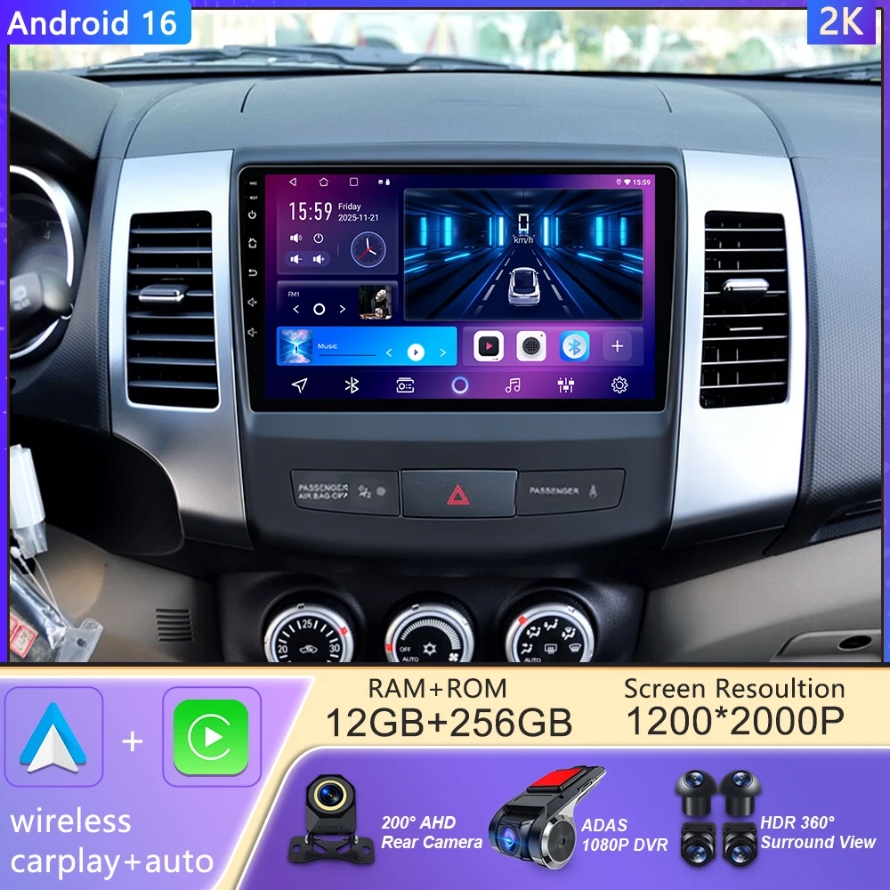 Android 16 For Mitsubishi Outlander xl 2 2005 - 2011 Car Radio Multimedia Video Player Navigation Carplay Stereo Head Unit GPS