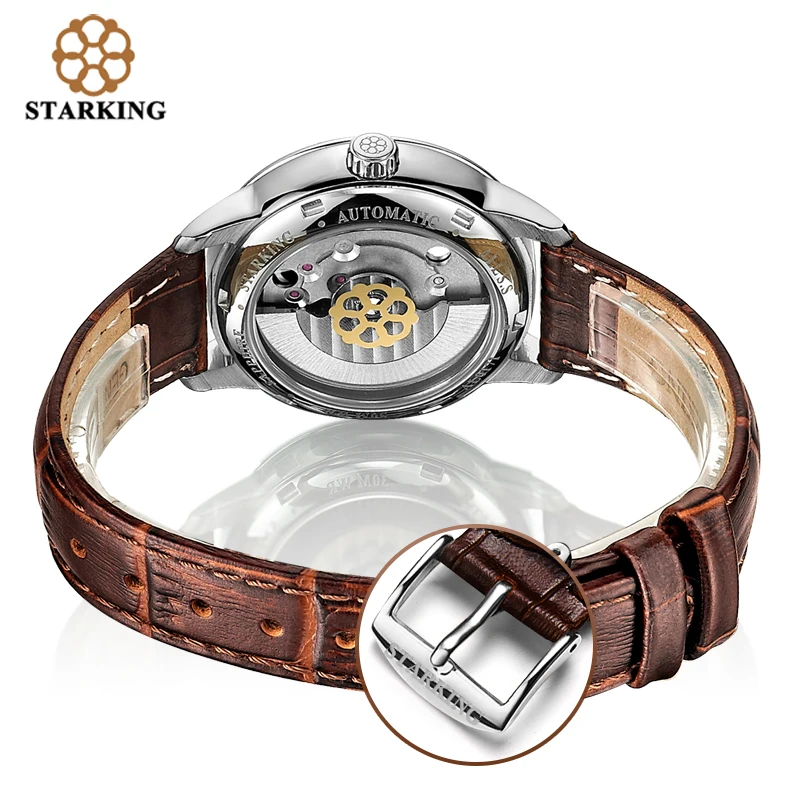 STARKING 316 caja de acero AM0184 relojes de lujo para hombres reloj mecánico cristal de zafiro acero inoxidable 50M reloj impermeable para hombres