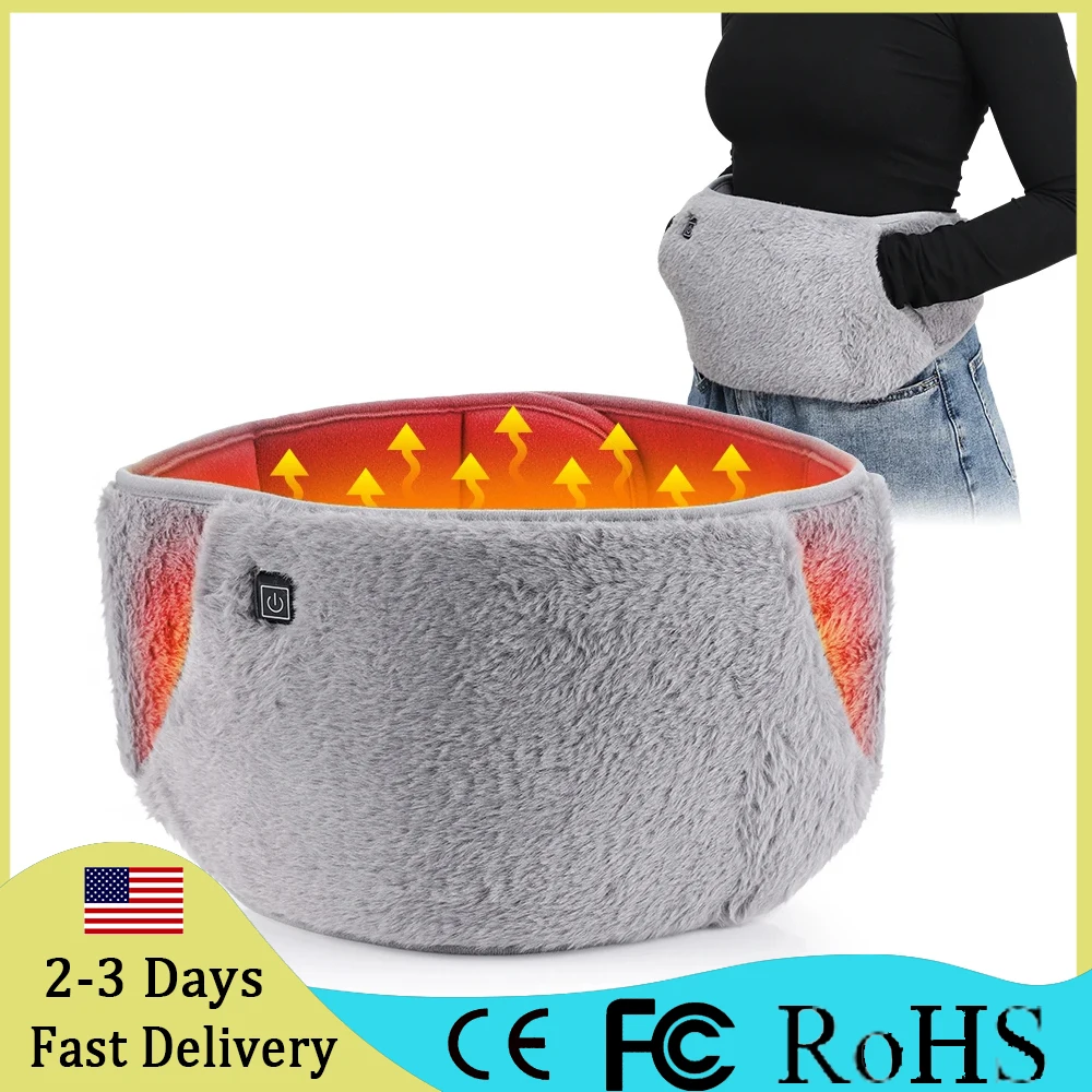 Cinturón calefactor eléctrico de 3 niveles con bolsillos de mano, almohadilla calentadora de cintura a prueba de frío, carga USB, calentamiento de útero Lumbar Abdominal