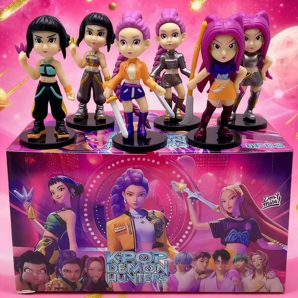 

6pcs/Set Kpop Demon Hunters Figure Toy Cartoon Rumi/Mira/Zoey Action Figure PVC Desktop Decoration Model Doll Toy Fans Gift